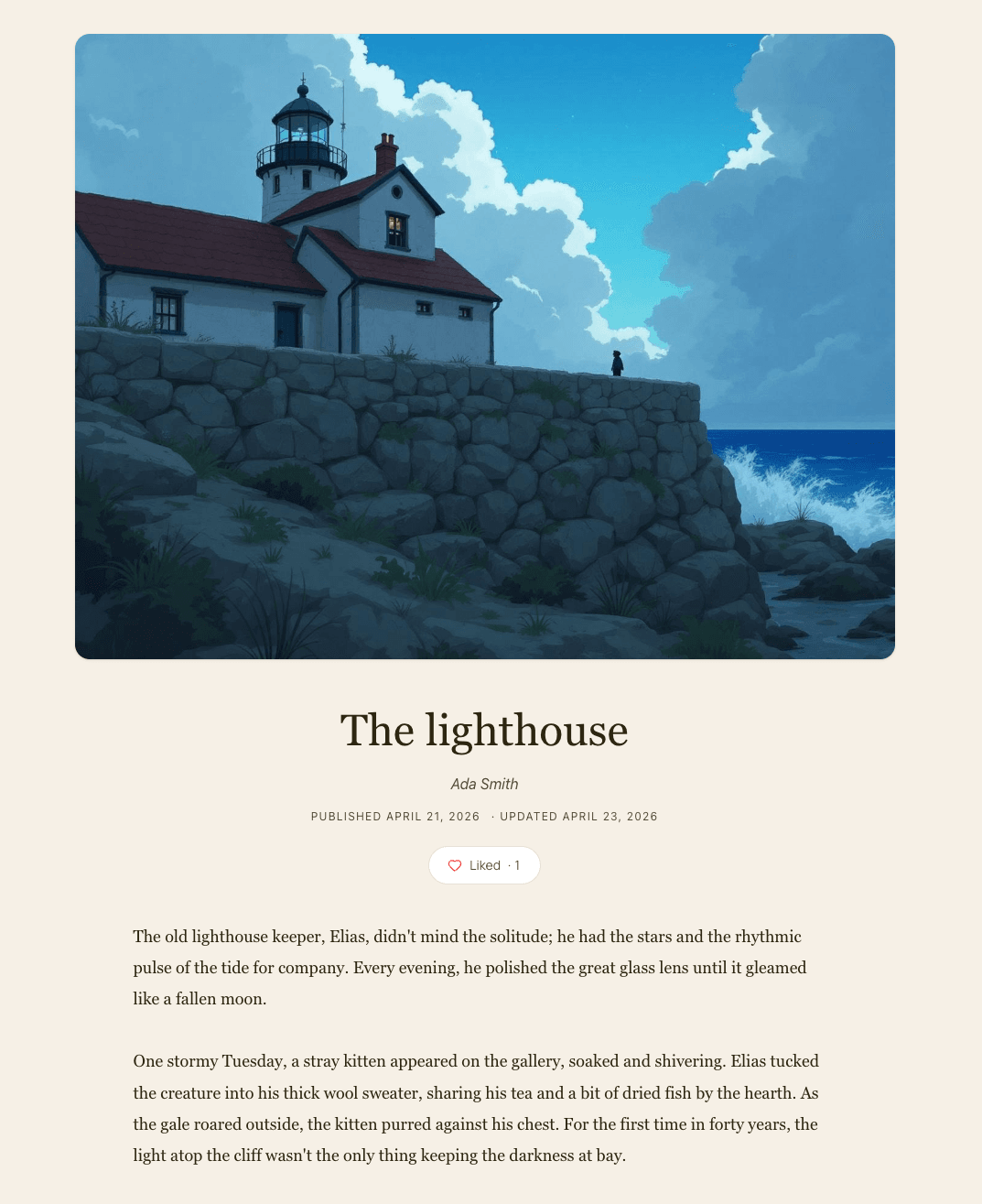 Publishing an entry to a readable public page